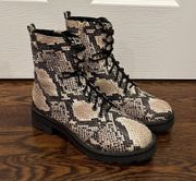 Snake Print Combat Boots