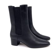 J. CREW Leather High-Shaft Stacked-Heel Boots Black 7.5