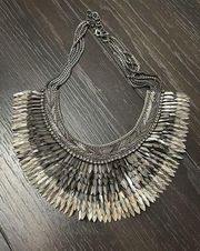 STELLA AND DOT Silver Pegasus Statement Necklace Ombre Bib Egyptian Revival