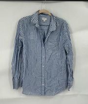 J. Crew Factory Striped Button Front Spring Preppy Women Medium Lightweight Top