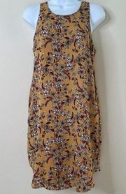 Pink Republic Yellow Floral Sleeveless Shift Dress Small