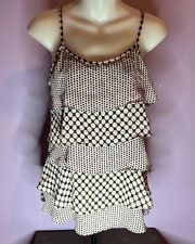 NEW York & Co. 4 Tier Pale Pink Polka Dot Spaghetti Strap Tank Top Size XS