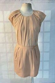 Maje blush pink silk cap sleeve zipper detail sheath dress size 1 or US small