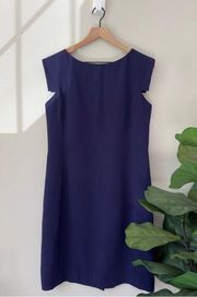 MM Lafleur Sleeveless Blue Dress Knee Length Zip Up Slit Back Business Career 10