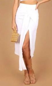 Petal & Pup SNDYS Zanita White Side Slit Midi Skirt XL