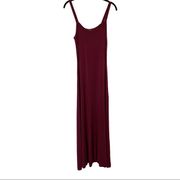 LA made Berry Red Jersey Raw Hem Maxi Dress Size Medium