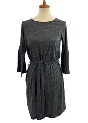 LAMade Grey Bell Sleeve V Back Knit Dress New Size Small