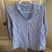 J McLaughlin women’s casual button up blue white check long sleeve small