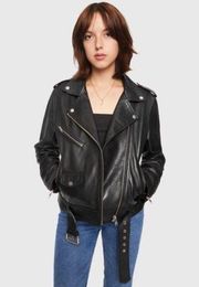 NWT Rebecca Minkoff Faux Leather Moto Jacket Black Size Small Grunge