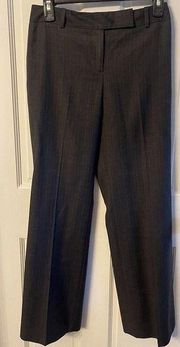 Ann Taylor Wool Blend Gray Pin Striped Dress Pants Flat Front Size 2 Petite