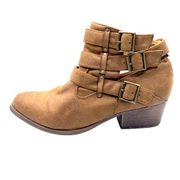 Coconuts by Matisse Buckle Ankle Booties Boots Block Heel Brown Size 7.5 Cowgirl