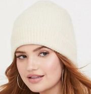 Torrid Beanie Hat Ribbed Foldover Ivory Off White Winter Warm Ski Knit Cap