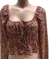 Active USA Floral Off The Shoulder Crop Top with front ties New With Tags