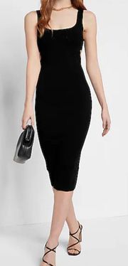 black body contour scoop neck cutout sweater midi dress