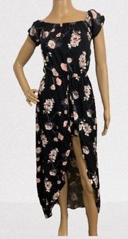 Rue 21 Black Floral Off Shoulder Romper Maxi Dress NWT Size S