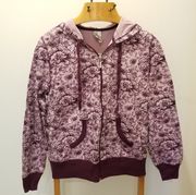 SilverWear Purple Floral Printed Hoodie Pockets