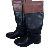 NWT Aerosoles Leather Tall Riding Boot Black Brown