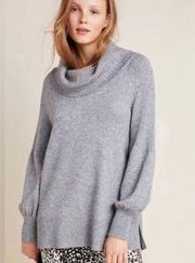 Anthropologie Paloma Grey Balloon Sleeve Cowl Neck Sweater