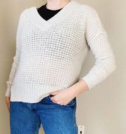 Hollister Oversized Deep V Slouch Sweater in Cream