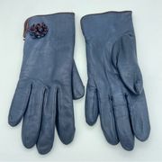 Grandoe Leather Gloves Small Blue Cashmere Lambs Wool Lining Vintage