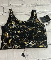 NWT  Elevate Sport Bra Metal Splatter Foil Size XS .