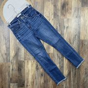 LOFT High Waist Skinny Crop Jeans Raw Hem Womens Size 26 2