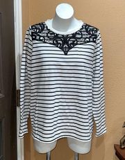 Lane Bryant striped embroidered sweatshirt