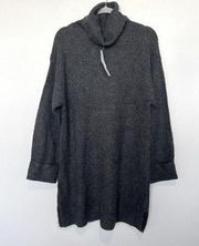 TOPSHOP Turtleneck boxy pullover Sweater Dress SMALL Long Sleeves Dark Gray