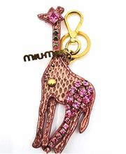 Pink Crystal & Leather Giraffe Logo Bag Charm/Keychain