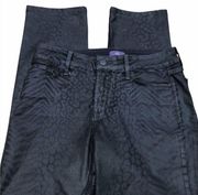 NYDJ size 6 black safari print skinny jeans