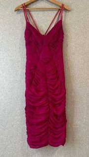 Tadashi Collection Magenta Rushed Midi Dress Size Small