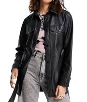Rebecca Minkoff Women Faux Leather Black Belted Jacket NWT Size Small