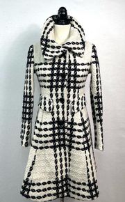 Eggshell Black Plaid Check Wool
Coat Size XS