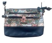 Stone &‎ Co Paisley Print Crossbody Bag Navy Blue/White 9.5” x 7”