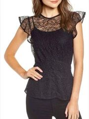 Chelsea28 Lace Peplum Sheer Top Size Small
