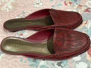 Red Leather Antonio Melani size 9 M Emery Slides Loafers Slip on Flats