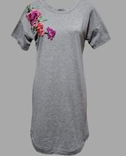 Potters Pot gray floral applique t-shirt dress size small