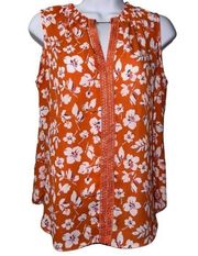 Zac & Rachel floral orange blouse women’s size petite medium