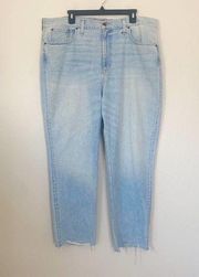 Something Navy High Waisted Raw Hem Cropped Jeans Plus Size 18