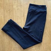 Jules & Leopold Navy Blue and White Polka Dot Stretch Cropped Ankle Pants, Large