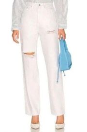 NWT $158 PISTOLA Cassie Super High Rise Straight White Distressed Jeans