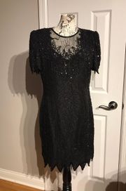Vintage Beaded Midi Dress Embellished