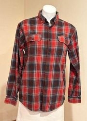 Faded Glory Red,Blue, & White Plaid Button Down Collared 100% Cotton Sz M