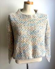 NWOT Raga Anthropologie Confetti Fuzzy Pullover Multicolor Pastel Sweater Large