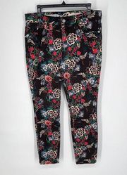 Pilcro & the Letterpress Anthropologie Mid-Rise Skinny Floral Jeans Sz 30 Multi