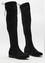 Knee High Black Velvet Boots