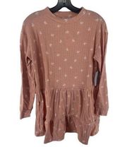 Velvet Torch Women's Mini Tiered Dress Long Sleeve Floral Casual Peach Small