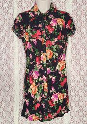 Oliviaceous black floral button down shirt dress 

size small