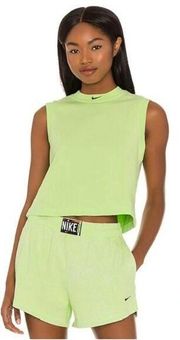 NIKE Women's Sportswear Wash Tank Top + Shorts Set Patch Ghost Green Lime Sz 2X