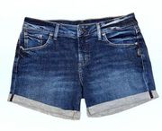 CO. Mid Rise Boyfriend Denim Jean Shorts 27 Dark Indigo Blue